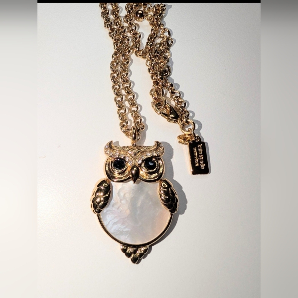 Kate Spade Vintage "Into the Woods" Owl Pendant Mother of Pearl